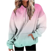 Women Plus Size Hoodies Women Loose Tie-Dye Printed Buttoned Long Sleeve Sweatshirt Tops